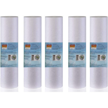 HARDWAREUAE Water Filter Replacement Cartridges 10" Polypropylene Cotton Sponge Universal Cartridges, Standard Pre-filter Yarn Sediment for Standard RO Systems (Pack of 5, 10" Sponge (70g))