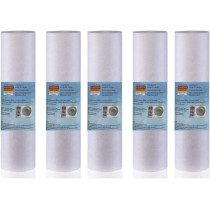 HARDWAREUAE Water Filter Replacement Cartridges 10" Polypropylene Cotton Sponge Universal Cartridges, Standard Pre-filter Yarn Sediment for Standard RO Systems (Pack of 5, 10" Sponge (70g))