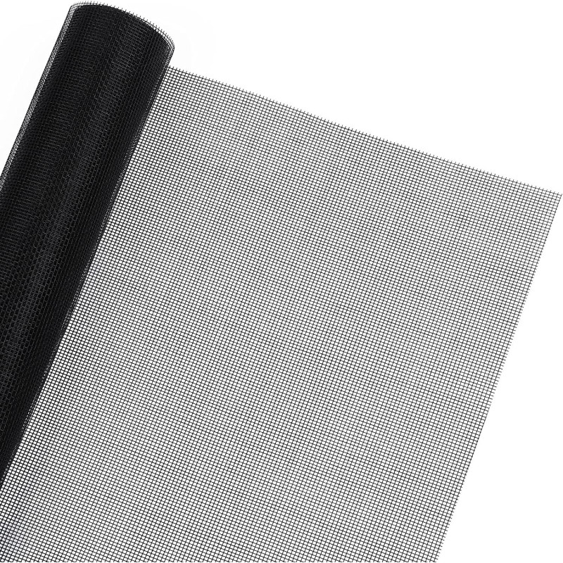 Ruisita Window Screen Replacement Adjustable Fiberglass Screen Mesh DIY Screen Replacement for Windows Doors and Patio Screen, 39 x 197 Inches, Black