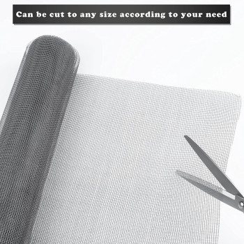 Ruisita Window Screen Replacement Adjustable Fiberglass Screen Mesh DIY Screen Replacement for Windows Doors and Patio Screen, 39 x 197 Inches, Grey