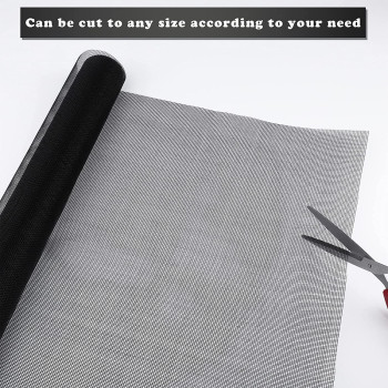 Ruisita Window Screen Replacement Adjustable Fiberglass Screen Mesh DIY Screen Replacement for Windows Doors and Patio Screen, 48 x 197 Inches, Black