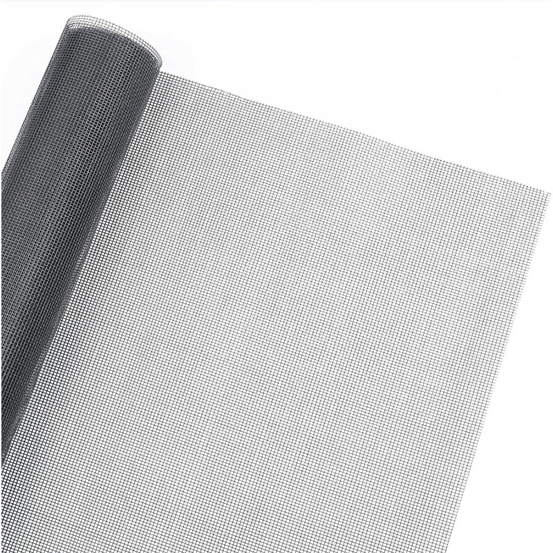 Ruisita Window Screen Replacement Adjustable Fiberglass Screen Mesh DIY Screen Replacement for Windows Doors and Patio Screen, 59 x 197 Inches, Grey