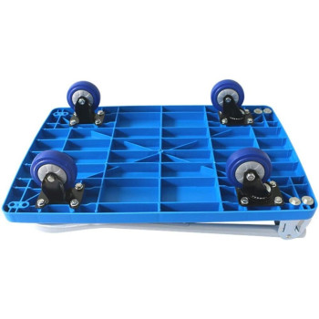 Satela Folding Hand Truck Dolly With 4 Wheels 360 Rotating Platform Collapsible Trolley Cart For Shopping Moving Travelling Auto And Office Use (Color : Blue) 