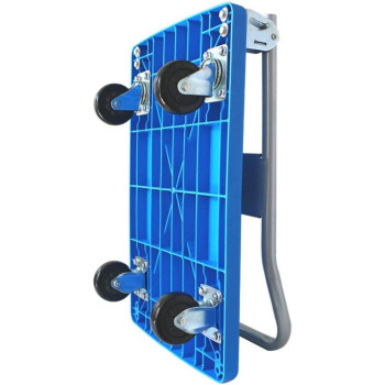 Satela Push Cart Dolly Push Platform Truck Folding Rolling Flatbed Cart For Luggage Personal Travel Shopping Auto Moving And Office Use (Color : Blue) 