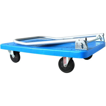 Satela Push Cart Dolly Push Platform Truck Folding Rolling Flatbed Cart For Luggage Personal Travel Shopping Auto Moving And Office Use (Color : Blue) 