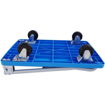 Satela Push Cart Dolly Push Platform Truck Folding Rolling Flatbed Cart For Luggage Personal Travel Shopping Auto Moving And Office Use (Color : Blue) 