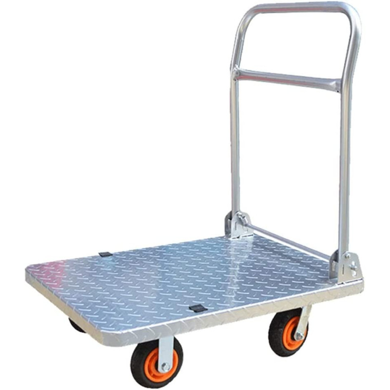 Satela Steel Folding Hand Truck Dolly Folding Platform Cart Collapsible 360deg Rotating Platform Cart For Luggage, Moving And Office Use (Color : Silver)