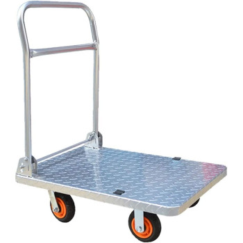 Satela Steel Folding Hand Truck Dolly Folding Platform Cart Collapsible 360deg Rotating Platform Cart For Luggage, Moving And Office Use (Color : Silver) 