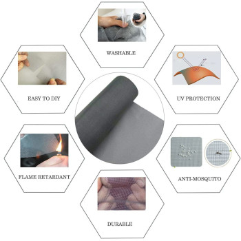 Senneny 48" x 117" Adjustable Window Screens, DIY Custom Fiberglass Screen Mesh, Window Screen Replacement for Windows Doors and Patio Screens, Premium Pet Screen (48" x 117", Gray)