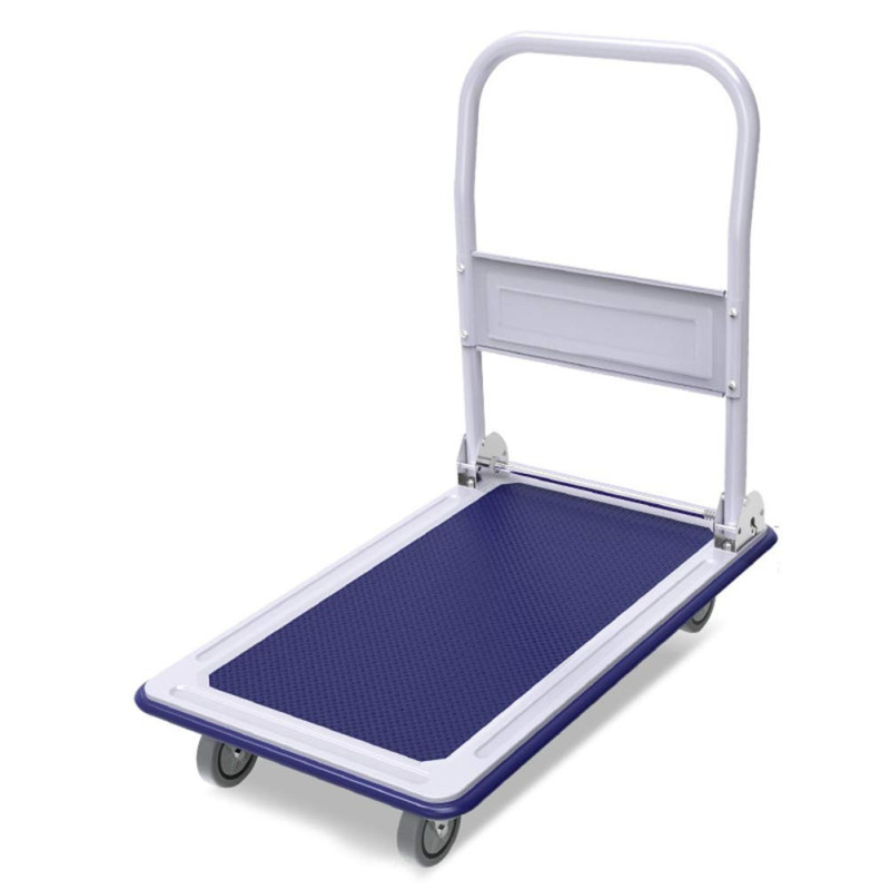 SHOWAY Folding Hand Cart Platform Trolley Heavy Duty Folding Hand Trucks Hand Folding Truck Cart With Mute Wheels, 100KG Load Capacity, 7 Colors, 2 Sizes (Color : Blue,