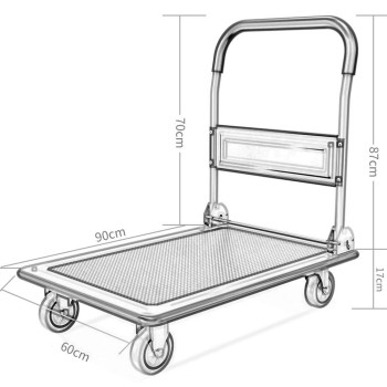 SHOWAY Folding Hand Cart Platform Trolley Heavy Duty Folding Hand Trucks Hand Folding Truck Cart With Mute Wheels, 100KG Load Capacity, 7 Colors, 2 Sizes (Color : Blue,