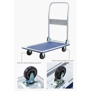 HARDWAREUAE Heavy Duty Folding Trolley Cart 150Kg Platform Flat Hand Barrow Sack Warehouse Folding Platform Trolley