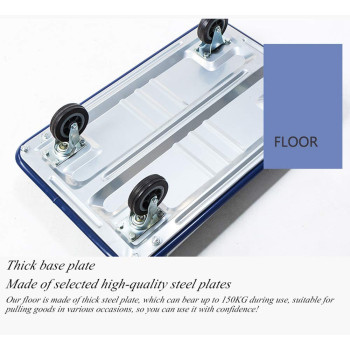 HARDWAREUAE Heavy Duty Folding Trolley Cart 150Kg Platform Flat Hand Barrow Sack Warehouse Folding Platform Trolley