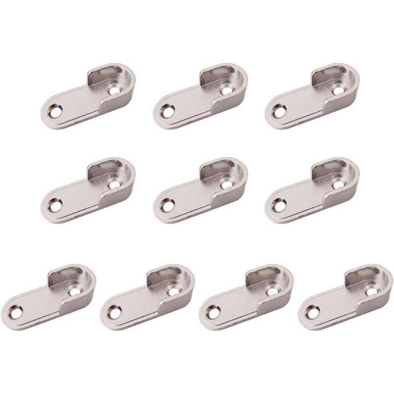 Sipery 10Pcs Oval Closet Rod End Supports Flanges Socket Wardrobe Hanging Rail Rod End Bracket Support for 16mm/0.6inch Diameter Rod