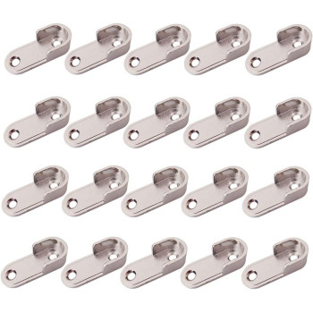 Sipery 20Pcs Oval Closet Rod End Supports Flanges Socket Wardrobe Hanging Rail Rod End Bracket Support for 16mm/0.6inch Diameter Rod with Screws