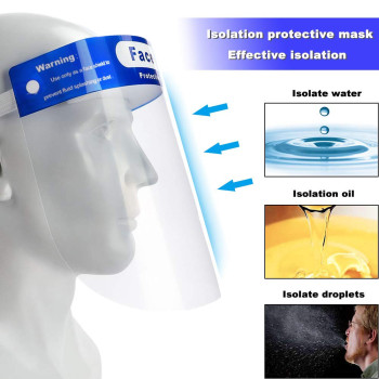 Sofia Clothing 5 Pcs Reusable Safety Face Shield, Elastic Transparent Full Face Protective Visor with Eye & Head Protection, Disposable Face Shield Protect from Saliva Oil Splash and Etc for Indoor & Outdoor Use