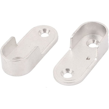 Sourcingmap Oval Wardrobe Hanging Rail Rod End Bracket Support Silver Tone Pair