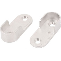 Sourcingmap Oval Wardrobe Hanging Rail Rod End Bracket Support Silver Tone Pair
