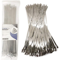 Stord Metal Stainless Steel Zip Ties by Stord - 100-pack, 12 inches 