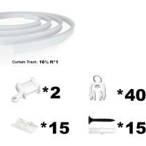 Super More 16 1/2 FT Bendable Curtain Track Ceiling Mounted Straight Curved Ceiling Track Set Top Side Mounting Ceiling for Installation Windows Curtain Room Divider Curtain - 5 Meter