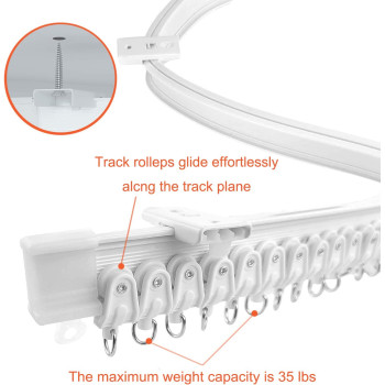 Super More 16 1/2 FT Bendable Curtain Track Ceiling Mounted Straight Curved Ceiling Track Set Top Side Mounting Ceiling for Installation Windows Curtain Room Divider Curtain - 5 Meter