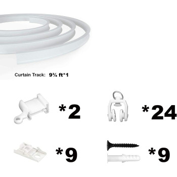 Super More 3 Metres Bendable Straight Curved Curtain Track Top Side Mounting ...