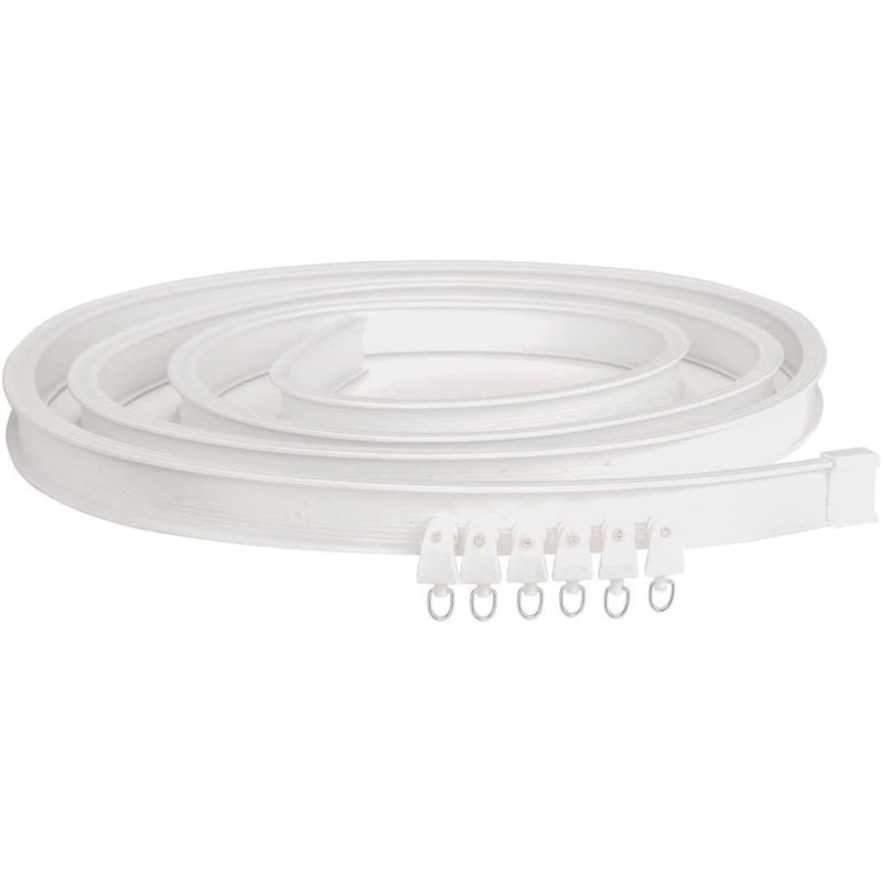 SuperMMarK 9.8 Feet Flexible Bendable Curtain Track Straight Curved Ceiling Track Set Top Side & Ceiling Mounting for L Shape U Shape Bay Windows Shower Curtains Room Divider
