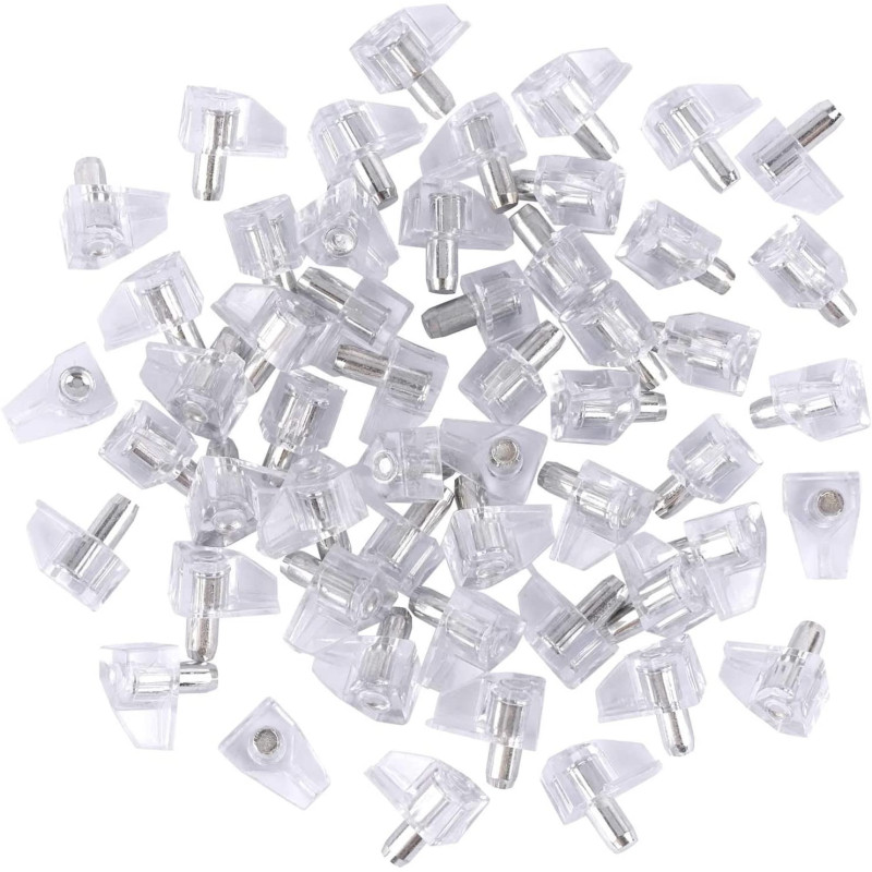 Tbestmax 5 mm Clear Shelf Support Pegs Cabinet Clips Holder Plastic Bookcase Self-Locking Pins for Kitchen Furniture Book Shelves 95 pcs