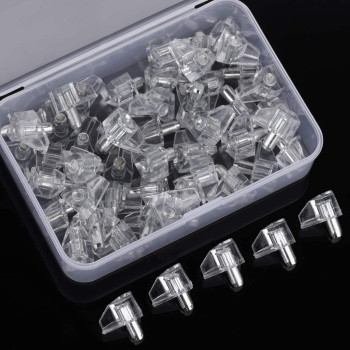 Tbestmax 5 mm Clear Shelf Support Pegs Cabinet Clips Holder Plastic Bookcase Self-Locking Pins for Kitchen Furniture Book Shelves 95 pcs