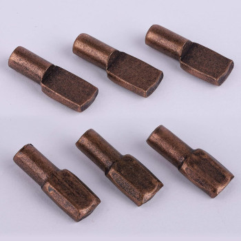 Tbestmax 5 mm Shelf Support Pegs Spoon Bookshelf Pins Cabinet Shelves Peg Metal Bookcase Clips for Kitchen Shelf Holder 120 Pcs Deep Brown
