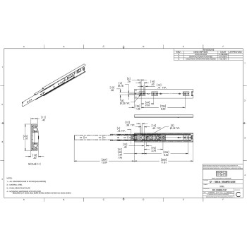 TCH Hardware 12" Inch 100 LB Steel Full Extension Ball Bearing Drawer Slides - Kitchen Cabinet Desk Draw