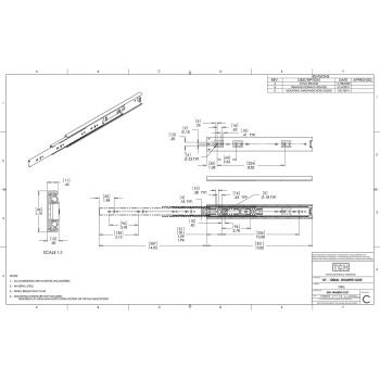 TCH Hardware 14" Inch 100 LB Steel Full Extension Ball Bearing Drawer Slides - Kitchen Cabinet Desk Draw