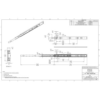 TCH Hardware 22" Inch 100 LB Steel Full Extension Ball Bearing Drawer Slides - Kitchen Cabinet Desk Draw