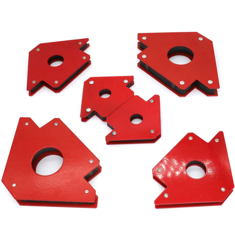 TIOIT 6 Pcs Arrow Welding Magnet, Welding Magnet Set for Metal Working 25, 50, and 75 Lbs Strength Magnetic Welding Holder, 45,90,135,180Degree Angle Fits for welding, soldering, assembling