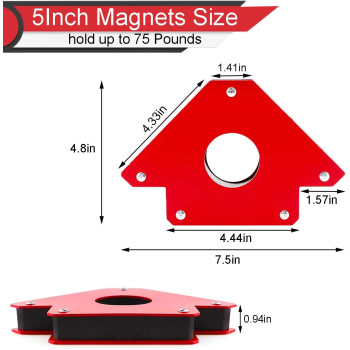 TIOIT 6 Pcs Arrow Welding Magnet, Welding Magnet Set for Metal Working 25, 50, and 75 Lbs Strength Magnetic Welding Holder, 45,90,135,180Degree Angle Fits for welding, soldering, assembling