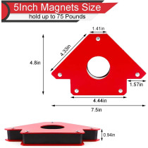 TIOIT 6 Pcs Arrow Welding Magnet, Welding Magnet Set for Metal Working 25, 50, and 75 Lbs Strength Magnetic Welding Holder, 45,90,135,180Degree Angle Fits for welding, soldering, assembling