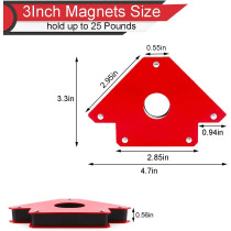 TIOIT 6 Pcs Arrow Welding Magnet, Welding Magnet Set for Metal Working 25, 50, and 75 Lbs Strength Magnetic Welding Holder, 45,90,135,180Degree Angle Fits for welding, soldering, assembling