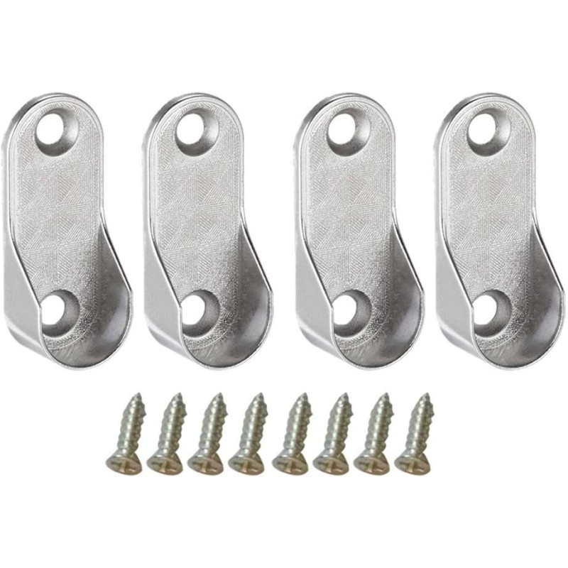 TOPBATHY Oval Clothes Hanging Rod Holder (4 Pieces Support and 8 Pieces Screws)