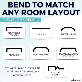 UrbanRed 5M Ceiling Curtain Track Ceiling Track Ceiling Mount for Curtain Rail with Track Curtain System Bunk Bed Curtains RV Curtain Track Bendable Ceiling Track Room Divider Ceiling Track for Curtains