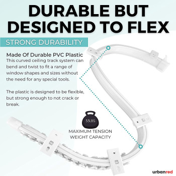 UrbanRed 5M Ceiling Curtain Track Ceiling Track Ceiling Mount for Curtain Rail with Track Curtain System Bunk Bed Curtains RV Curtain Track Bendable Ceiling Track Room Divider Ceiling Track for Curtains