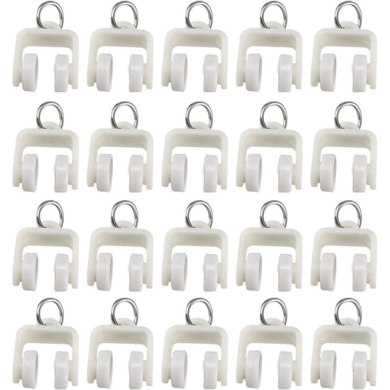 uxcell Curtain Track Plastic Twin Wheeled Carriers Drapery Rail Sliding Glider for Windows Shower Curtain Tracks 13mm Dia 100 Pcs