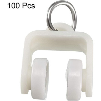 uxcell Curtain Track Plastic Twin Wheeled Carriers Drapery Rail Sliding Glider for Windows Shower Curtain Tracks 13mm Dia 100 Pcs