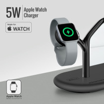 Promate MagSafe Charger with 15W Stand, 24W PD Type-C, 5W MFi Apple Watch Charger and 5W/10W Qi Pad, Synergy Black
