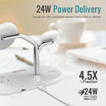 Promate MagSafe Charging Station with 5W Magnetic MFi Apple Watch Charger Pro, iPhone14,iPad Air,Synergy White