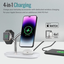 Promate MagSafe Charging Station with 5W Magnetic MFi Apple Watch Charger Pro, iPhone14,iPad Air,Synergy White