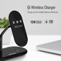 Promate Wireless Charging Station, 4-in-1 Charging Dock with 5W Magnetic MFi Apple Watch Charger, Bonsai, Black