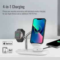 Promate Wireless Charging Station, 4-in-1 Charging Dock with 5W Magnetic MFi Apple Watch Charger, Bonsai
