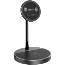 Promate Magnetic Wireless Charger for iPhone 12, 3-in-1 Aluminum Alloy Mag-Safe, AuraBase-PD20, Black