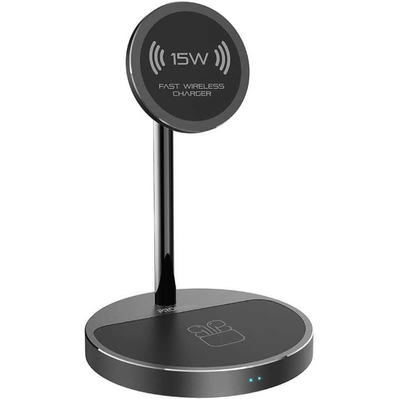 Promate Magnetic Wireless Charger for iPhone 12, 3-in-1 Aluminum Alloy Mag-Safe, AuraBase-PD20, Black