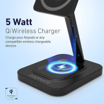 Promate Magnetic Wireless Charger For iPhone 12, 13, 14 2-in-1 Mag-Safe 15W Fast Wireless Charger With Adjustable Neck And Anti-Slip 5W Charging Pad for iPhone 12/12 Pro Max/AirPods Pro, AuraBase-15W